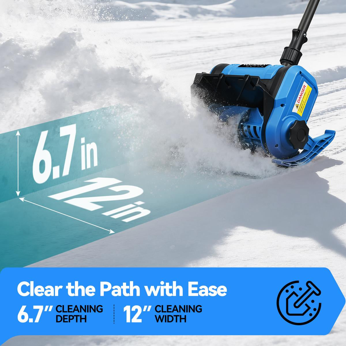 YOFIDRA 12” Cordless Electric Snow Blower – 800W Brushless Motor, Dual 4.0Ah Batteries, 20ft Snow Throw（EU Plug Included）