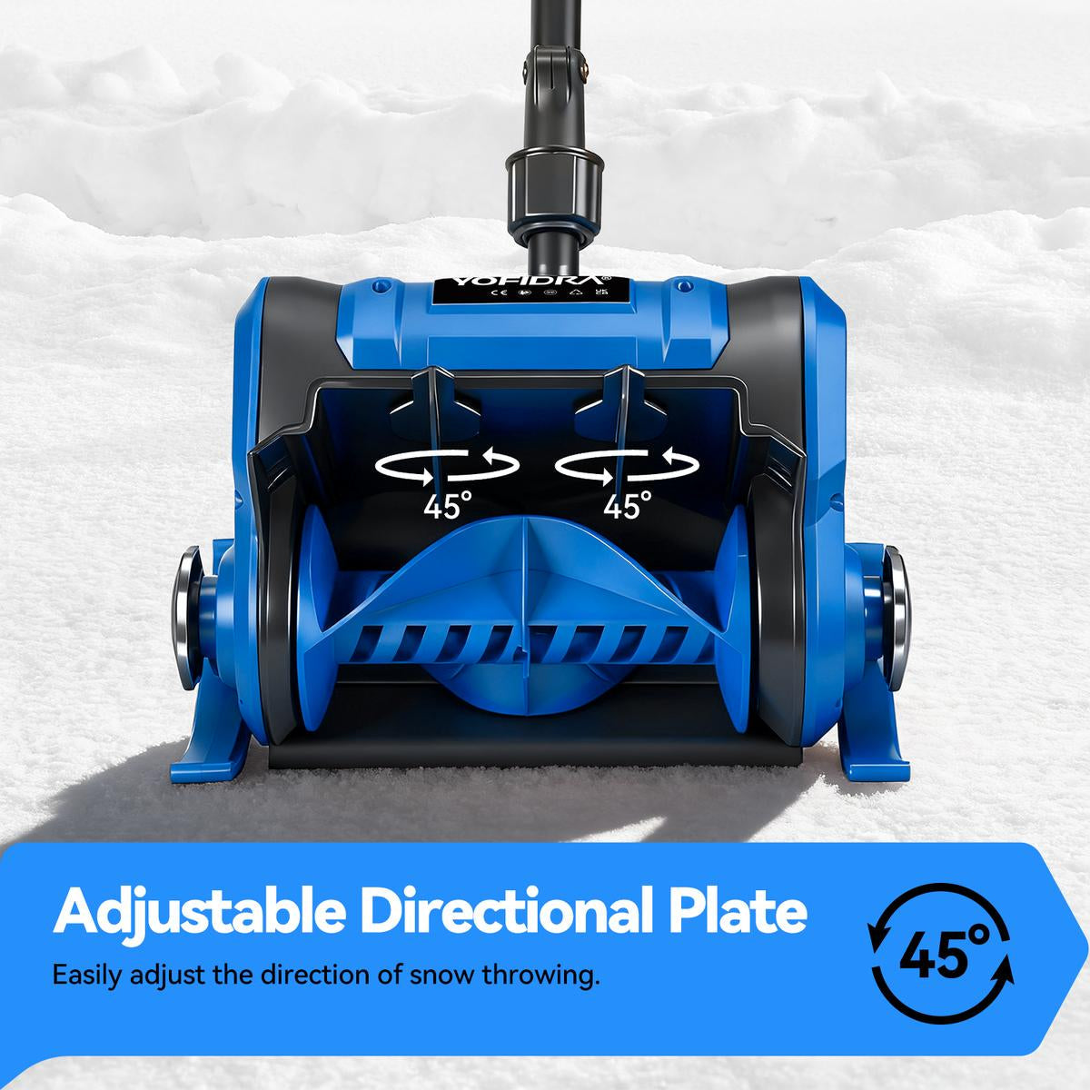 YOFIDRA 12” Cordless Electric Snow Blower – 800W Brushless Motor, Dual 4.0Ah Batteries, 20ft Snow Throw（EU Plug Included）