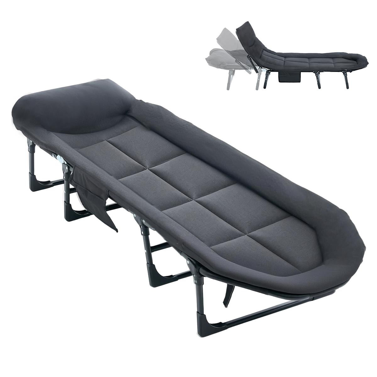 ⭐ SunSettler Portable Camping Cot with Mattress – 6-Position Adjustable Foldable Bed, 450 lb Capacity Buy 2 Save 30%