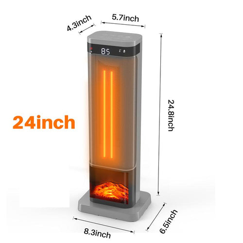 24inch Space Heaters for Indoor Use, Portable Heater with 3 Light Colors, Adjustable Thermostat with Remote, Tip-over Protection Up to 95°F, 60°Oscillation,stop operating 30 seconds after the power is cut off.