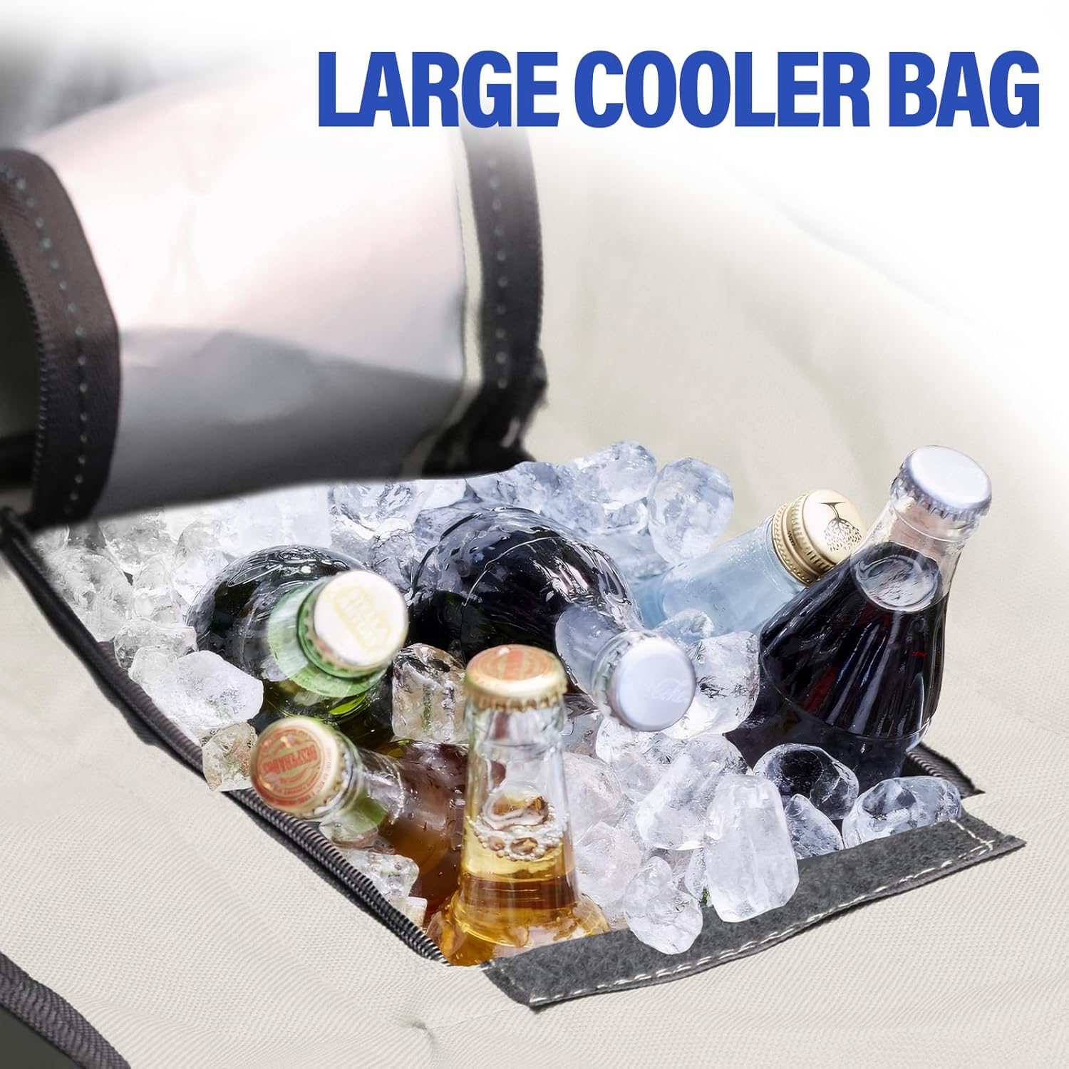🔥Last Day Sale! PLKO Portable Double Camping Chair with Canopy Shade,Heavy Duty Beach Chairs for Adults,Folding Beach Chair with Cooler Bag for Sports Backyard Fishing Outside（White）